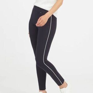 Spanx Womens Plus Perfect Pant Ankle Piped Skinny Leggings Blue size 3X Tall